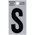 Hillman 2 in. Reflective Black Vinyl Self-Adhesive Letter S 1 pc, 6PK 839356